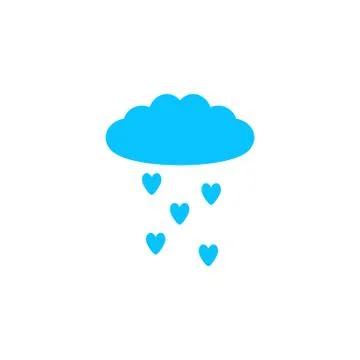 Cloud and heart rain icon flat. Stock Illustration