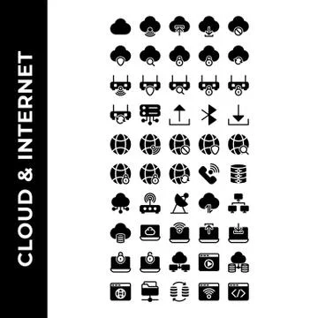 Cloud and internet icon set include wifi,upload,download,remove,shield,search イラスト素材
