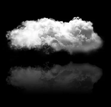 Cloud and its reflection isolated over black background 스톡 일러스트