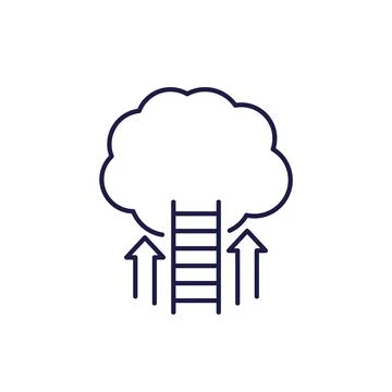 Cloud and ladder icon, line vector Stockillustratie