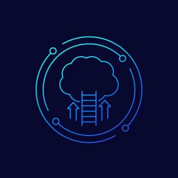 Cloud and ladder icon, linear design Stock Illustration