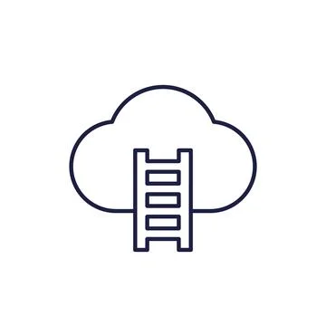 Cloud and ladder line icon on white Stock Illustration