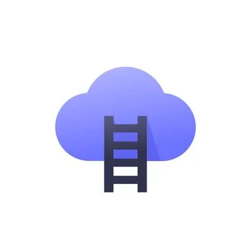 Cloud and ladder vector icon on white Stock Illustration