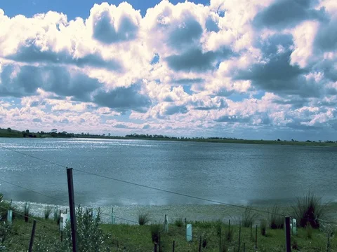 Cloud and lake timelapse Stock Footage 79940224
