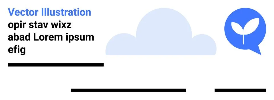 Cloud and Leaf in Speech Bubble for Environmental Infographic and Communicati Stock Illustration