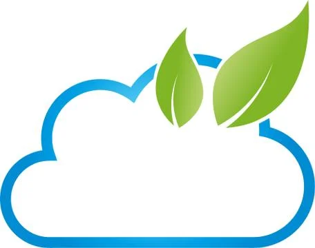 Cloud and leaves, internet and green IT logo Stock Illustration