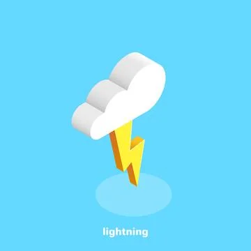 Cloud and lightning on a blue background, isometric image Illustrazione stock