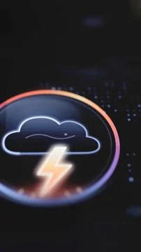 Cloud and lightning fill upright outage badge Stock Photos