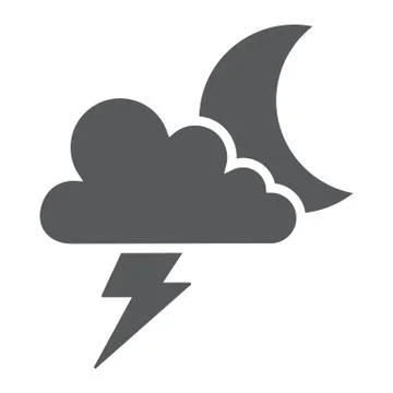 Cloud and lightning glyph icon, forecast and climate, thunder sign, vector Stock Illustration