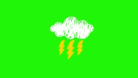 A cloud and lightning looping animation on green background Stock Footage 340269847