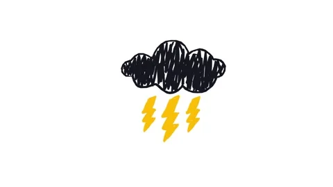 A cloud and lightning looping animation on white background Stock Footage 340273192