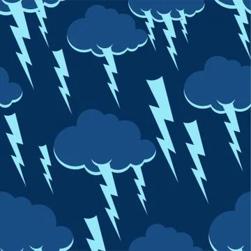 Cloud and lightning pattern seamless. Thunderstorm background. Storm weather  Illustrazione stock