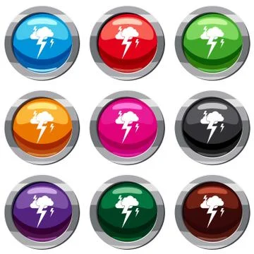 Cloud and lightning set 9 collection Illustrazione stock