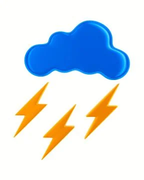 Cloud and lightning on white background. Isolated 3D illustration Stock Illustration