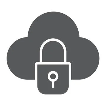 Cloud and lock glyph icon, data and protect, cloud security sign, vector Stock Illustration