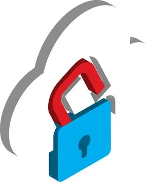 Cloud and lock illustration in 3D isometric style イラスト素材