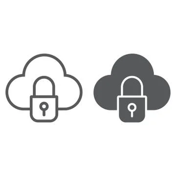Cloud and lock line and glyph icon, data and protect, cloud security sign Stockillustratie