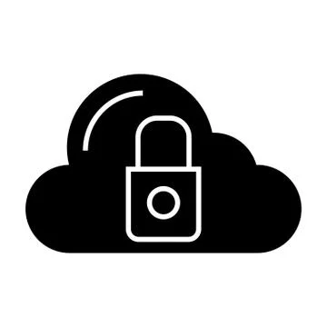 Cloud and lock solid icon. Cloud secure vector illustration isolated on white 스톡 일러스트