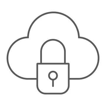 Cloud and lock thin line icon, data and protect, cloud security sign, vector Illustrazione stock
