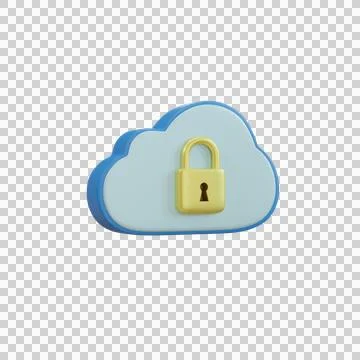 Cloud and locked padlock. Security data to cloud computing concept Stock Illustration