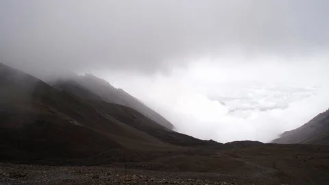 Cloud and Mist time lapse in Nepal in high altitude Stock Footage
