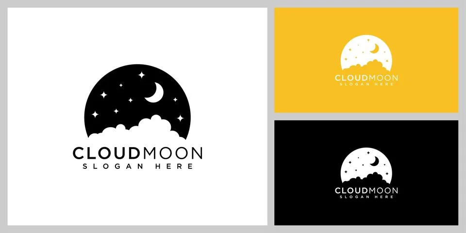 Cloud and moon logo vector design Stock Illustration