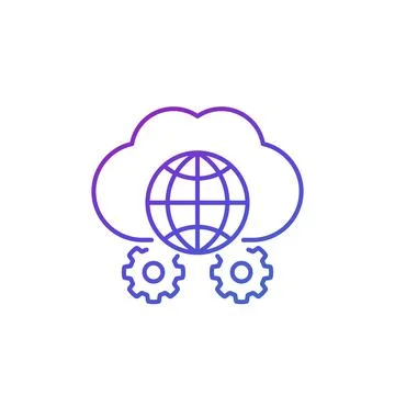 Cloud and network line icon on white Illustrazione stock