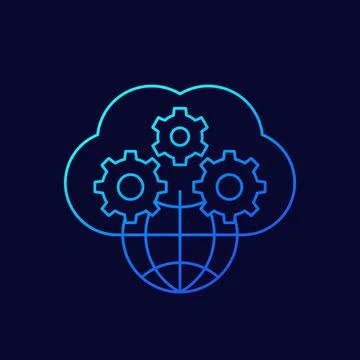 Cloud and network linear icon イラスト素材