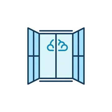 Cloud and Opened Window vector concept colored minimal icon Stock Illustration