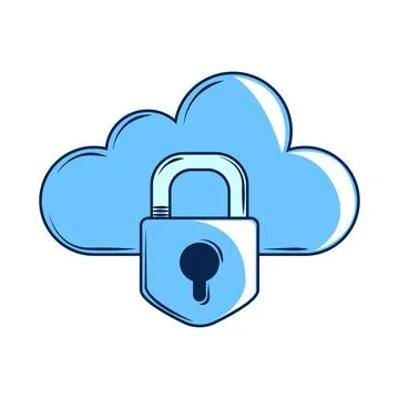Cloud and padlock cybersecurity Stock Illustration