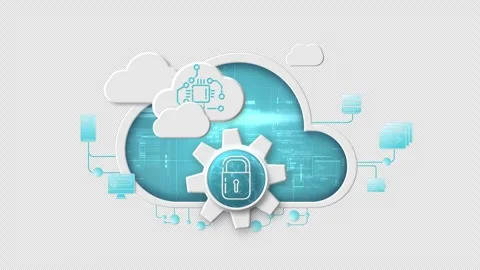 Cloud and padlock icons in cloud protection and network security infographic Stock Footage 342192282