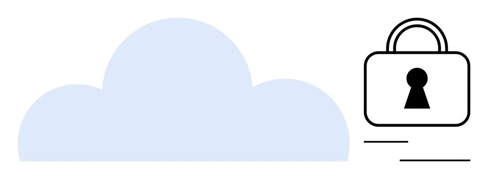 Cloud and padlock indicating data security. Ideal for cybersecurity, data pri Illustrazione stock