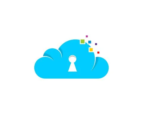 Cloud and pixel with keyhole inside 스톡 일러스트