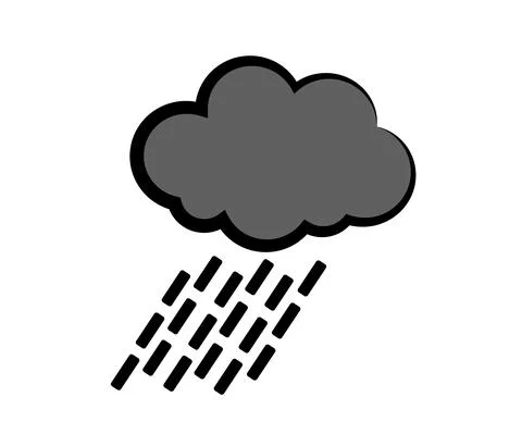 Cloud and precipitation in the form of rain on a white background. Stock Illustration