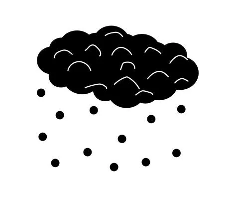 Cloud and precipitation in the form of snow on a white background. Stock Illustration