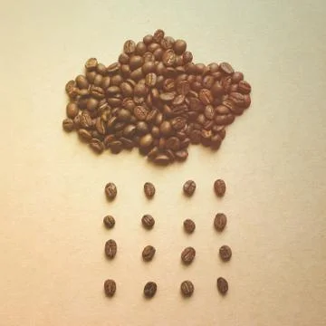 Cloud and rain from coffee beans with retro filter effect Stock Photos