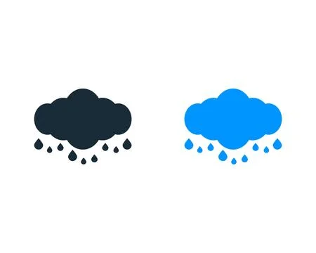Cloud and Rain Drop Icon Vector Logo Template Illustration Design Stock Illustration