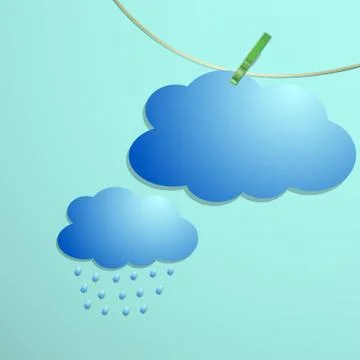 Cloud and rain drops icon hang on string Stock Illustration