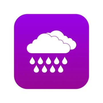 Cloud and rain icon digital purple Stock Illustration