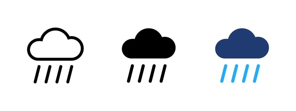 Cloud and rain icon. Weather and precipitation symbol. Storm, drizzle and w.. Stock Illustration