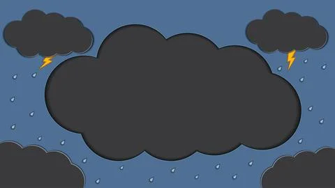 Cloud and rain on night sky in paper cut style. Vector Illustration Illustrazione stock