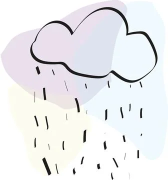 Cloud and rain, painted with the author's brush, on colored figures. Stock Illustration