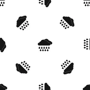 Cloud and rain pattern seamless black Stock Illustration