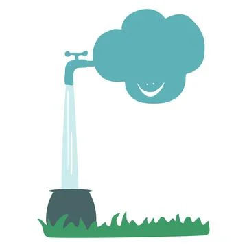 Cloud and Rain , Save water concept Illustrazione stock