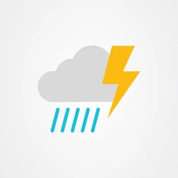 Cloud and rain with thunder icon vector design Stock Illustration
