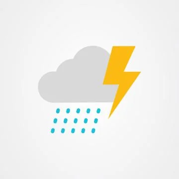 Cloud and rain with thunder icon vector design Illustrazione stock