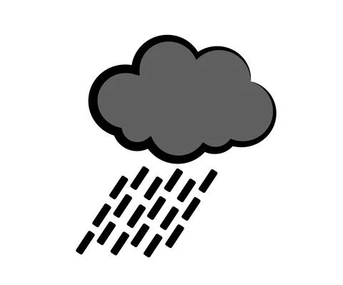 Cloud and rain on a white background. Symbol. Vector. Stock Illustration