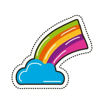 Cloud and rainbow patch Stock Illustration