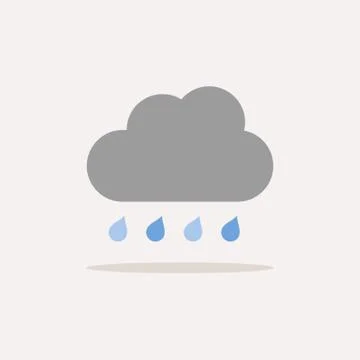 Cloud and raindrops. Color icon with shadow. Weather vector illustration Stock Illustration