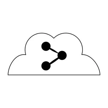 Cloud and sharing icon in black and white Stock Illustration